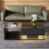 High Gloss Coffee Table with Glass Top and LED Lights | Modern Living Room Coffee Table