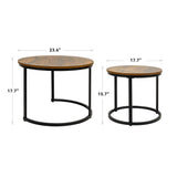 Round Side Tables Set of 2 with Metal Frame | Nordic Nesting Coffee Tables for Living Room