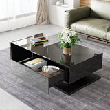 High Gloss Coffee Table with Glass Top and LED Lights | Modern Living Room Coffee Table