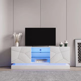 High Gloss White TV Unit with LED Lights | TV Cabinet for 70 Inch TV