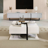 Coffee Table with 4 Drawers and Storage Shelf | Modern Living Room Centre Table