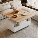 Lift Top Coffee Table with Wheels and 4 Drawers | Extendable Dining and Work Table
