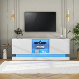 High Gloss White TV Unit with LED Lights | TV Cabinet for 70 Inch TV