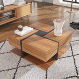Coffee Table with 4 Drawers and Line Design | Large Storage Living Room Table