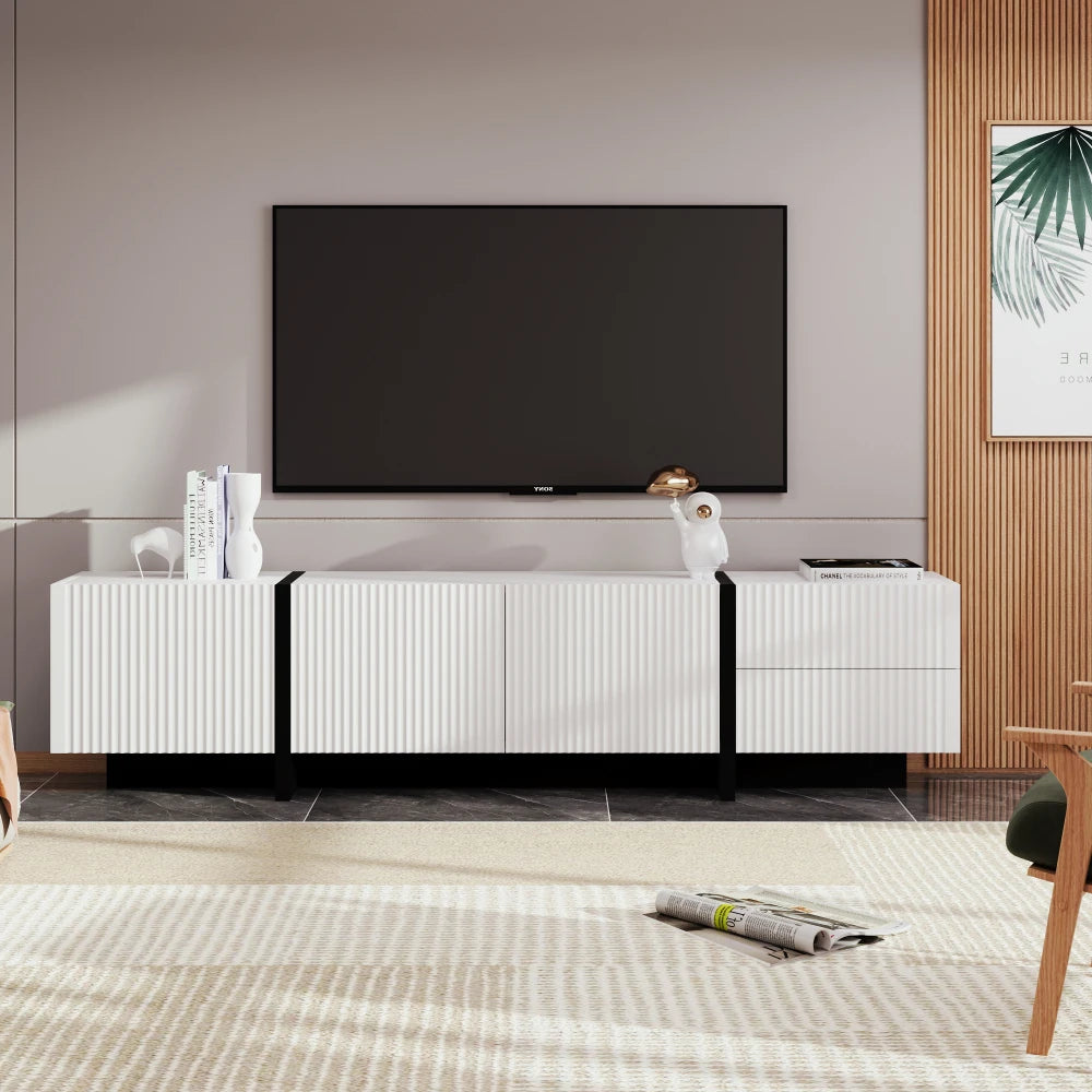 Large TV Unit 190cm with Storage | TV Cabinet with Doors and Drawers