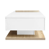 High Gloss Coffee Table with Glass and LED Lights | Wood Effect Modern Coffee Table