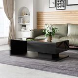 High Gloss Coffee Table with Glass Top and LED Lights | Modern Living Room Coffee Table