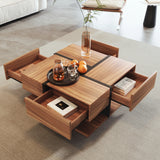 Coffee Table with 4 Drawers and Line Design | Large Storage Living Room Table