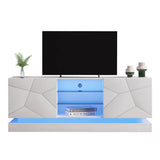 High Gloss White TV Unit with LED Lights | TV Cabinet for 70 Inch TV