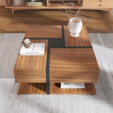 Coffee Table with 4 Drawers and Line Design | Large Storage Living Room Table