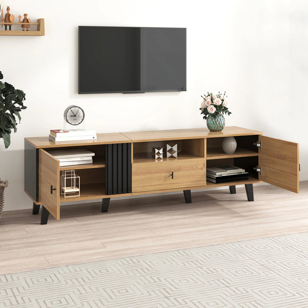 Wood Effect TV Unit 170cm with Drawer | Low Profile TV Cabinet