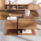 Coffee Table with 4 Drawers and Line Design | Large Storage Living Room Table