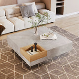 Coffee Table with Removable Storage Box | Wood and Concrete Effect Living Room Table