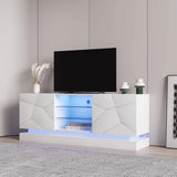 High Gloss White TV Unit with LED Lights | TV Cabinet for 70 Inch TV