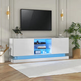 High Gloss White TV Unit with LED Lights | TV Cabinet for 70 Inch TV