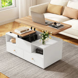 Lift Top Coffee Table with Wheels and 4 Drawers | Extendable Dining and Work Table