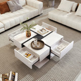 Coffee Table with 4 Drawers and Storage Shelf | Modern Living Room Centre Table