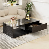High Gloss Coffee Table with Glass Top and LED Lights | Modern Living Room Coffee Table