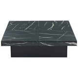 Square Marble Effect Coffee Table with 4 Sliding Drawers | Large Modern Centre Table