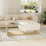 High Gloss Coffee Table with Glass and LED Lights | Wood Effect Modern Coffee Table