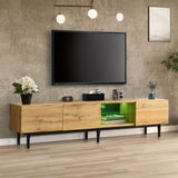 Wood Effect TV Unit 175cm with LED Lights | TV Cabinet with Storage