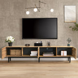 Wood Effect TV Unit 175cm with LED Lights | TV Cabinet with Storage