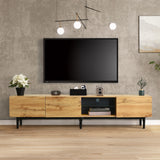 Wood Effect TV Unit 175cm with LED Lights | TV Cabinet with Storage