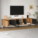 Wood TV Unit with 3 Doors and Open Shelving | TV Cabinet Sideboard UK